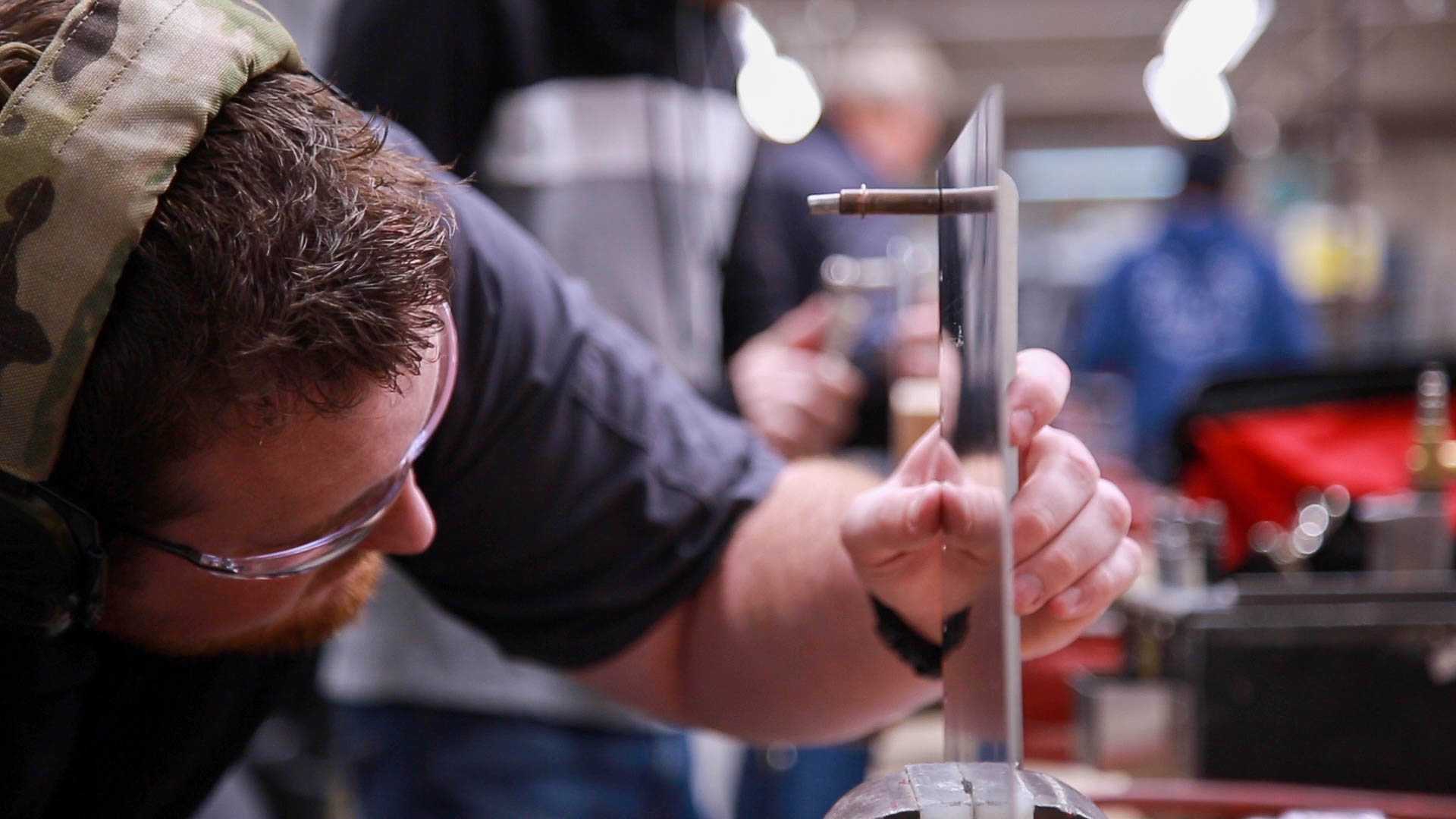 Spartan College Student in Metal Shop Class