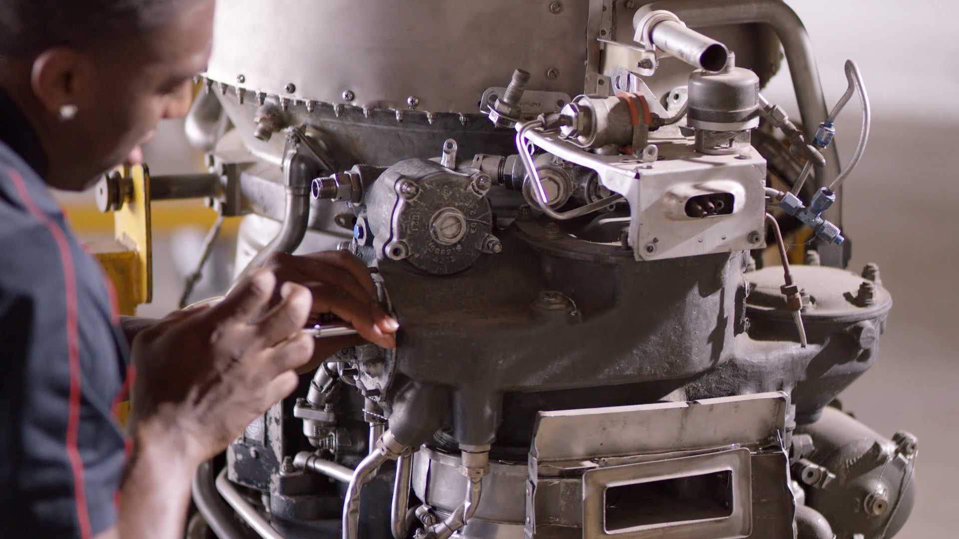 Aviation Maintenance Technology Student Working on Turbine | Spartan Inland Empire