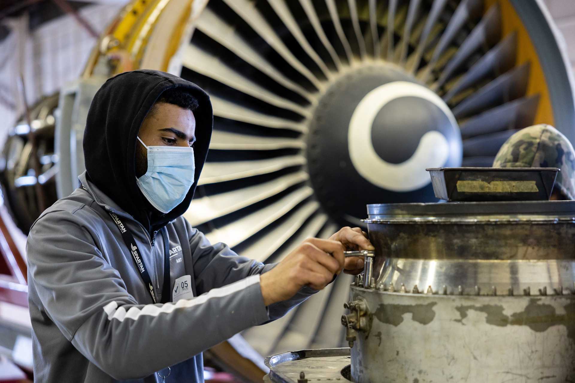 amt student in front of turbine