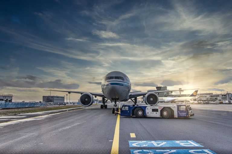 Commercial airplane on runway