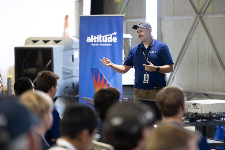 altitude pilot pathway introduction in front of spartan flight students